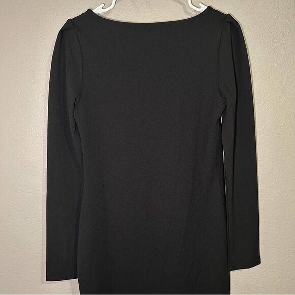 NEW H&M black cut out long sleeve bodycon midi dress women’s size medium - Picture 6 of 8